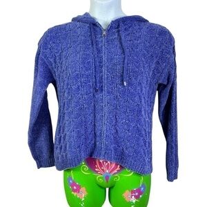 NWT Kensie Women Sweater Blue Hoodie Size M